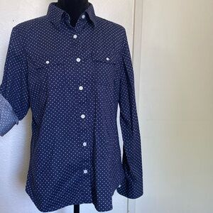 L.L Bean polka dot button down shirt